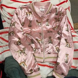 Kids H&M silky zippered cheetah jacket